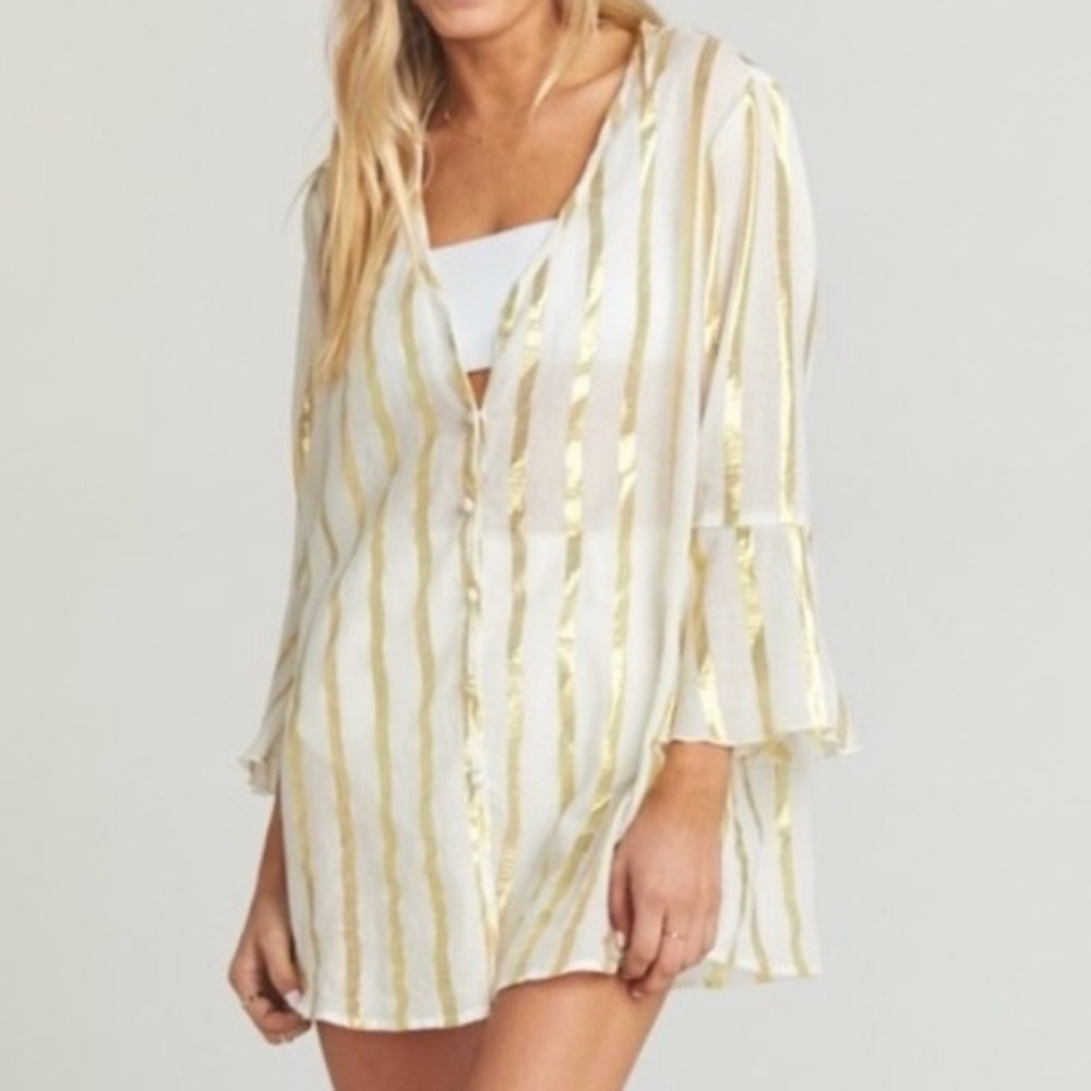 Show Me Your Mumu Mercer Tunic - in Gold Stripe